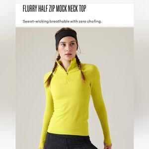 NWOT Athleta Flurry half zip mock neck top long sleeve XXS